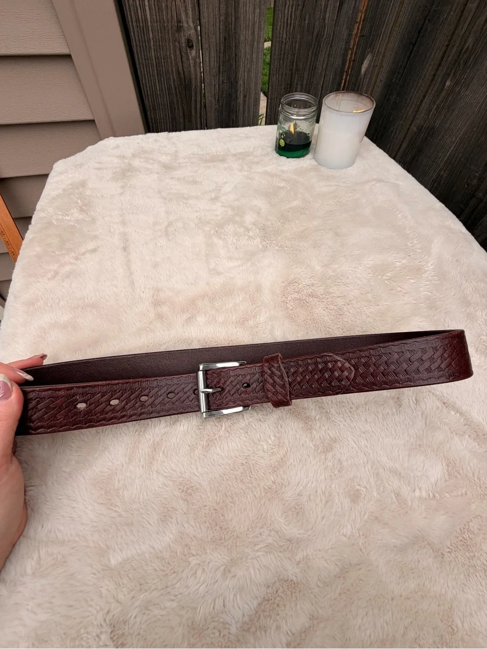 Braided Leather Belt in Dark Brown Size 32-36